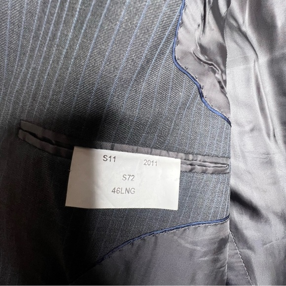 Brooks Brothers 346 Men’s 46L Gray Stripe 100% Wool Sport Coat Suit Jacket 46 L - Picture 12 of 16